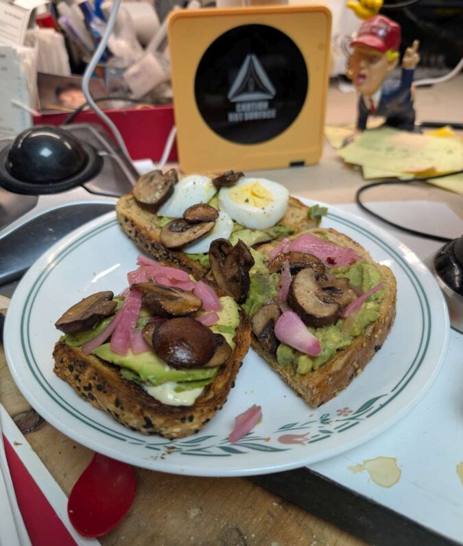 how-i-make-avocado-toast-mushrooms-pickled-onions-pickled-egg-siracha-mayo-hellmans-2026-03-03